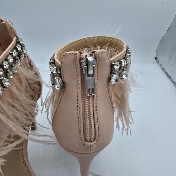 Zigi Soho Women Brynlea Feather Jeweled Open Toe Heels Sandal Size 7.5 Pink NEW - Picture 7 of 8